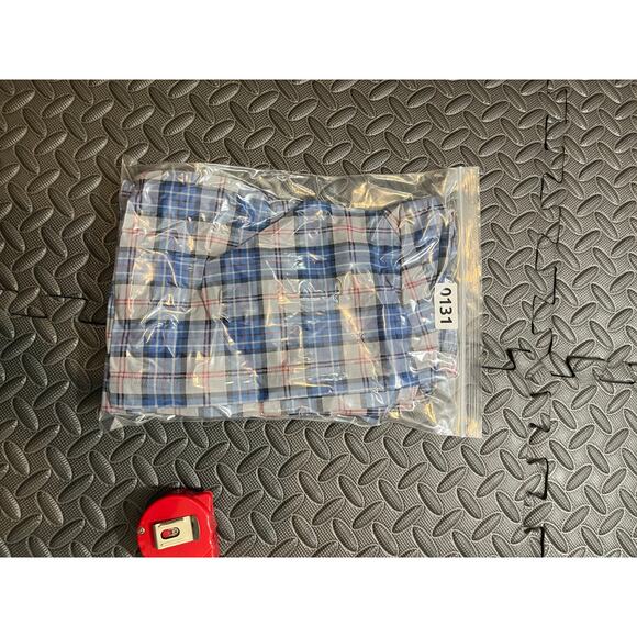 LULULEMON Mens Blue Checked Plaid Shorts workout Casual POCKETS 34 Medium Khaki - Picture 9 of 9